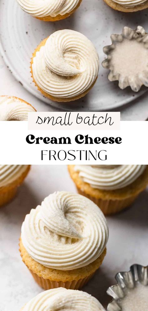 This silky smooth and creamy small batch cream cheese frosting is perfect to make for a mini cake, brownies, cookies, or a small batch of cupcakes! It's sweet, slightly tangy, easy to make, and totally delicious. Small Batch Of Cupcakes, Small Batch Vanilla Cupcakes, Small Birthday Party, Small Batch Cupcakes, Cream Cheese Buttercream Frosting, Cheesecake Frosting, Cream Cheese Frosting Easy, Baking Bad, Cake Brownies