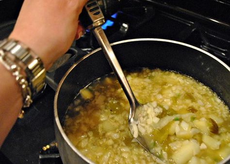 Diary of a Manic Mother: Jaxon's Potato Green Chile Soup Green Chile Soup, Green Chili Soup, Mexican Potatoes, Green Chile Sauce, Chili Soup, Dutch Oven Cooking, Cubed Potatoes, Potato Soup Recipe, Green Chili