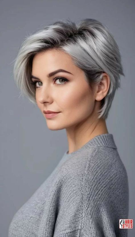 Grey Hair Young, Grey Pixie Hair, Short Gray Hairstyles, Hair Stylea, Haircut Gray Hair, Classic Pixie, Platinum Hair Color, Gray Hairstyles, Silver White Hair