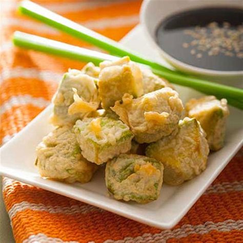 Tempura Fried Avocado Bites Tempura Avocado, Avocado Bites, Fried Avocado, Avocados From Mexico, Tempura Batter, Avocado Fries, Ripe Avocado, Hot Oil, Avocado Recipes