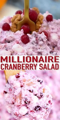 Millionaire Cranberry Salad is the perfect sweet side dish to serve on Thanksgiving! The sweet and tart combo will make you crave more! Fluff Desserts, Cranberry Salad, Savory Meals, Jello Recipes, Fruit Decorations, Cranberry Recipes, Fruit Salad Recipes, India Food, Dessert Salads