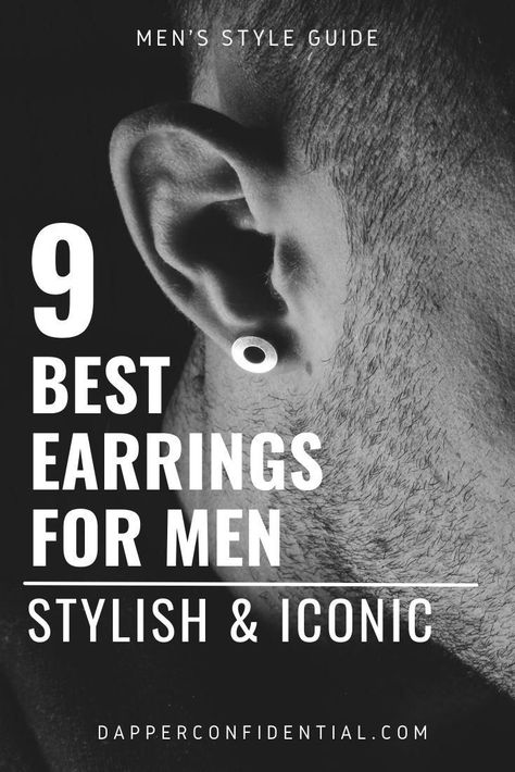 Some men see wearing earrings as a big fashion risk, but that's what makes life interesting, right? Read out article about nine best earrings for men to help you decide. Earing For Mens, Double Ear Piercing Men, Earrings Men Style, Men’s Earrings, Men With Earrings, Male Fashion Accessories, Best Earrings For Men, Simple Gold Hoop Earrings, Guys Jewelry