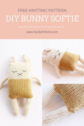 Diy Bunny, Knit Slippers, Softie Pattern, Easy Knitting Projects, Animal Knitting Patterns, Knitting Basics, Beginner Knitting Patterns, Baby Knits, Knitted Animals