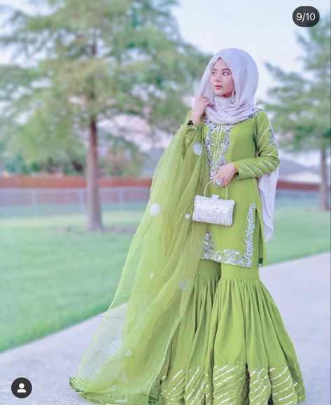 Green Gharara, Stylish Dresses For Girls, Modest Fashion Outfits, Stylish Dresses, Modest Fashion, Fashion Outfits, Wedding Dress, Green, Dresses