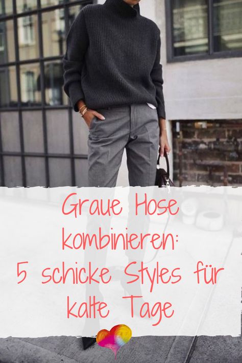 Graue Hose kombinieren: 5 schicke Styles für kalte Tage Mum Jeans, Monochrome Outfit, Pullover Outfit, Outfit Jeans, Business Outfit, Business Outfits, Pants Outfit, Capsule Wardrobe, 50 %