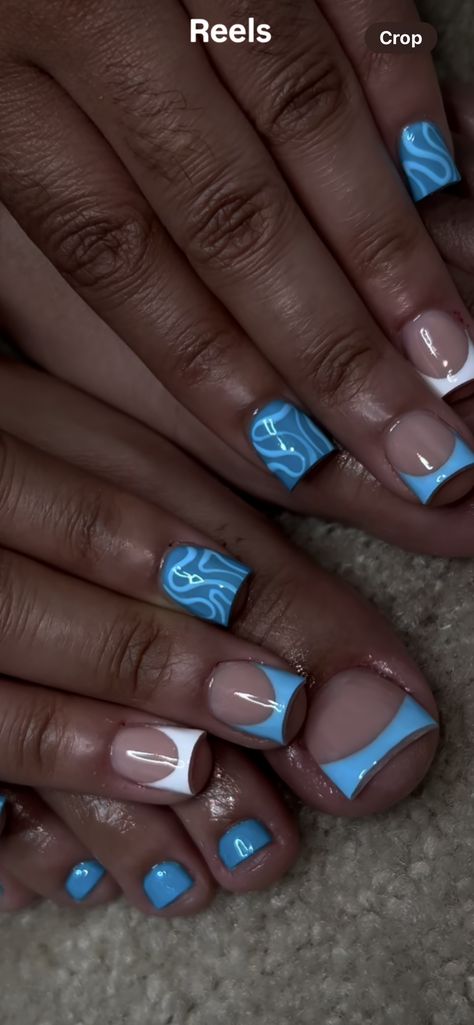 Blue Cute Nails Short, Cute Gel Nail Polish Designs, Mom And Daughter Matching Nails, Short Square Acrylic Nails Birthday, Nail Ideas For Ten Year Olds, Short Nail Designs September, Short Blue Acrylic Nails Designs, Nail Designs Multi Color, Nails For 6th Graders Short