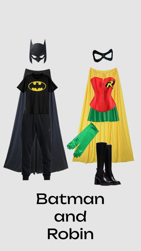 #couplescostume #couplecostume #costumes Batman And Robin Costume, Robin Costume, Batman Costume, Trendy Halloween Costumes, Costume Inspo, Batman And Robin, Trendy Halloween, Couples Costumes, Iron Man