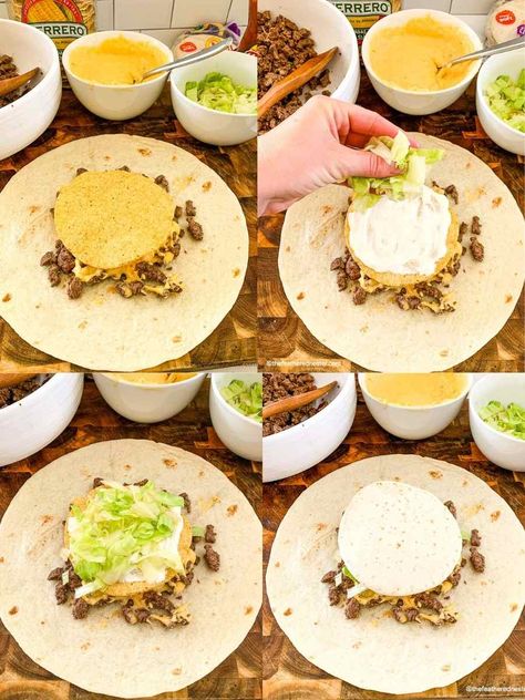 Blackstone Burger Wrap, Crunch Wrap Supreme Recipe Blackstone, Easy Supper Ideas On Blackstone, Black Stone Griddle Crunch Wrap, Crunch Wraps Taco Bell, Yummy Blackstone Recipes, Black Stone Crunch Wrap Supreme, Griddle Crunch Wrap, Wraps On The Blackstone