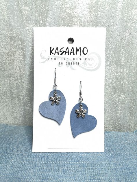 Denim Earrings Handmade, Denim Earrings Diy, Jean Earrings, Wire Jewelry Earrings, Diy Earrings Easy, Denim Earrings, Leather Jewelry Making, Diy Leather Earrings, Denim Crafts Diy