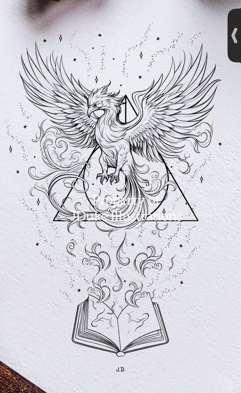 Fenix Tattoo, Phoenix Harry Potter, Small Phoenix Tattoos, Phoenix Artwork, A Tattoo Design, Potter Tattoo, Manga Tattoo, Harry Potter Tattoo, Harry Potter Artwork