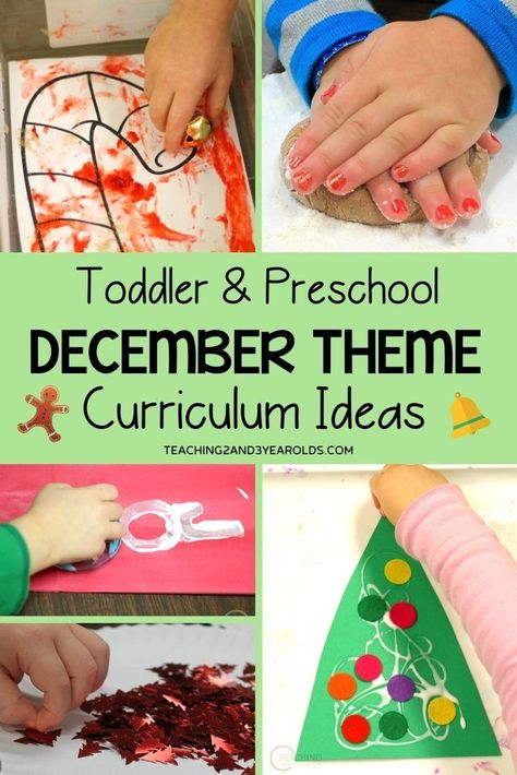 Looking for hands-on preschool December themes? This resource is filled with ideas and free printables to help you plan the entire month. Can be adapted for toddlers, too! #Christmas #december #holidays #gingerbread #jinglebells #themes #curriculum #lessonplans #preschool #toddlers #teachers #classroom #printables #homeschool #age2 #age3 December Weekly Themes Preschool, Christmas Lesson Plans For Toddlers, December Toddler Activities, December Preschool Themes, Preschool Seasons, December Lesson Plans, December Themes, Christmas Lesson Plan, Christmas Science Activities