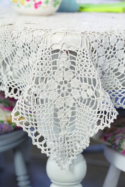 Crochet Tablecloth Pattern 030 Crochet Table Cloth, Crochet Tablecloth Pattern, Free Crochet Doily Patterns, Crochet Table Runner Pattern, Crochet Table, Crochet Supplies, Crochet Bedspread, Crochet Curtains, Crochet Table Runner