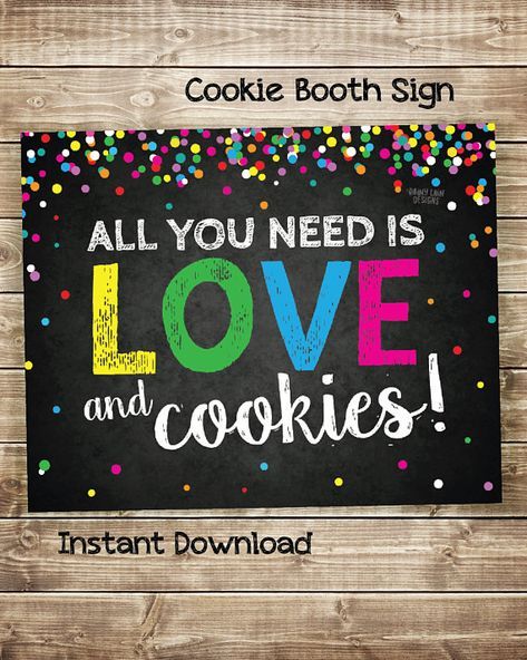 All you need is LOVE .... and COOKIES! Attract customers to your cookie booth or bake sale with this cute, clever, eye-catching sign! Cookie Booth Printable, Cookie Drop Banner, Cookie Booth Sign, Cookie Booth Decorations, Stop Cookies Sold Here, Love and Cookies, Booth Poster, Stop Cookies for Sale, Girl Scout Cookie Booth Ideas, Girl Scout Cookie Booth Decorations, DIY Girl Scout Cookie Booth Bake Sale Fundraiser, Bake Sale Sign, Bake Sale Poster, Cookie Booth, Girl Scout Cookie Sales, Girl Scout Cookies Booth, Gs Cookies, Booth Decor, Daisy Girl Scouts