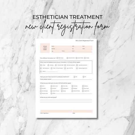 BlushingWolfDigitals - Etsy Aesthetician Aesthetic, Esthetician Forms, Client Questionnaire, Intake Form, Client Service, Registration Form, City State, Beauty Treatments, Esthetician