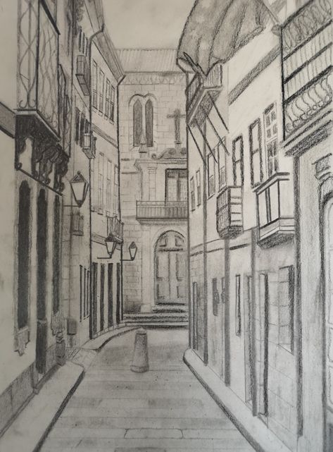 Drawing Scenery, Perspective Drawing Architecture, City Sketch, Perspective Drawing Lessons, Interior Architecture Drawing, Music Drawings, City Drawing, Architecture Concept Drawings, Art Drawings Sketches Pencil