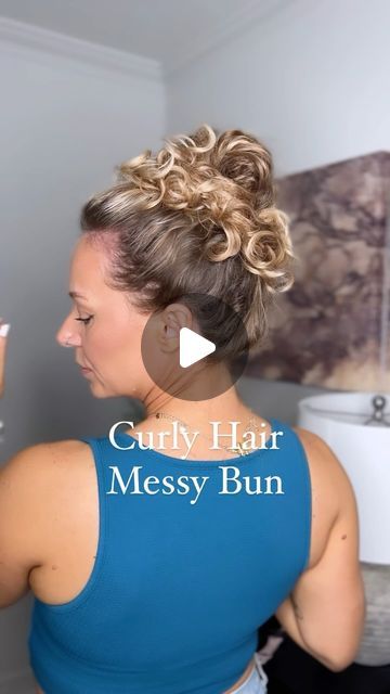 Candace Stuller on Instagram: "Messy Bun for curly hair ✨⁣ ⁣ Do you prefer low bun or high?! If you didn’t like the last low bun, here’s a high bun option! You can also use claw clips if you prefer ❤️⁣ ⁣ #messybun #hairblogger #hairtutorial #curlyhairstyles #wavycurlyhair" Messy Bun Long Curly Hair, Curly Hair Buns Messy, Curly Hair Messy Bun Tutorial, High Bun Curly Hair, Too Knot Bun, Messy Bun For Curly Hair, Bun For Curly Hair, Curly Hair Buns, Curly Hair Bun Styles