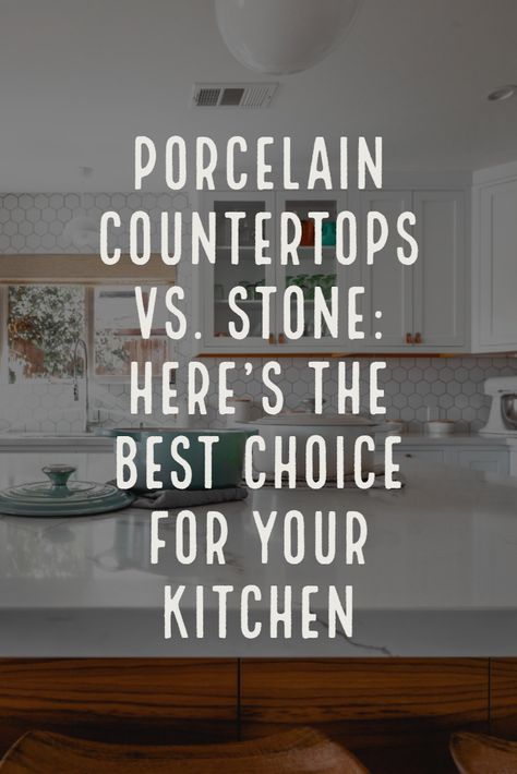 Porcelain countertops are all the rage right now. Find out if it's really the best option for your home. Porcelain Tile Countertops Kitchen, Stone For Kitchen Counter Tops, Porcelain Tile Kitchen Countertops, Porcelain Countertops Vs Quartz, Porcelain Counter Tops Kitchen Countertops, Porcelain Island Countertop, Honed Porcelain Countertops, Panda Stone Countertops With Backsplash, Porcelain Countertops Pros And Cons