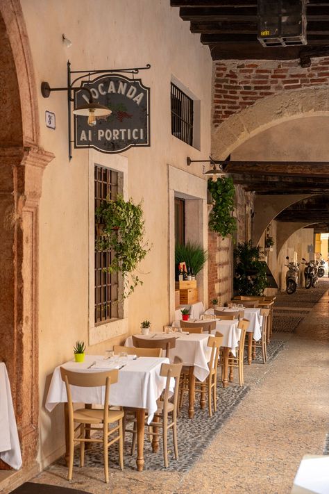 small restaurant on the streets of verona, italy