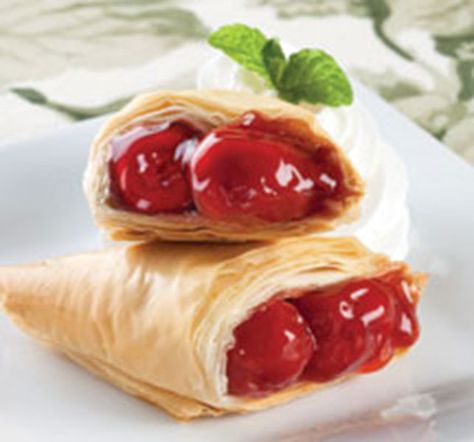 Cherry Phyllo Turnover | Athens Foods Philo Dough, Cherry Turnovers, Phyllo Dough Recipes, Phyllo Recipes, Athens Food, Turnover Recipes, Cherry Desserts, Phyllo Dough, Cherry Recipes