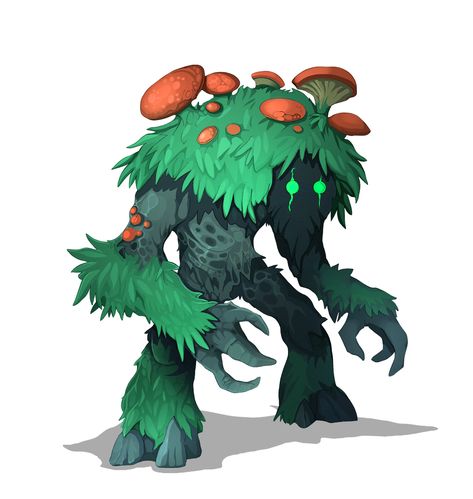 Elemental Monster Art, Elementals Character Design, Swamp Monster Character Design, Fantasy Swamp Creatures, Elemental Creature Art, Swamp Character Design, Swamp Character, Moss Creature, Moss Monster