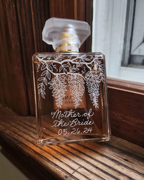 A few bottles from the past couple months I was able to get pics of 🎉... I love seeing all the different messages people want for their loved ones' keepsakes 🎁. #perfumeengraving #calligraphyengraving #rochesterny #bottleengraving #glassengraving #personalizedgifts #weddinggifts #engravedperfume #bridalpartygifts #perfumecollection #graduationgift #birthdaygiftideas #floralengraving #bridetobe2024 #groomgift Chanel Mademoiselle Perfume, Calligraphy Engraving, Mademoiselle Perfume, Calligraphy Writing Styles, Letters Calligraphy, Floral Engraving, Wisteria Flowers, Chanel Mademoiselle, Calligraphy Writing