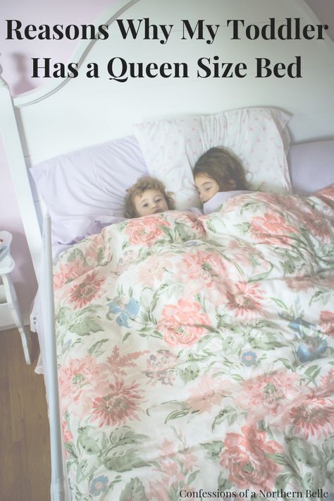 Reasons Why Your Toddler Needs a Queen Size Bed Shared Girls Room Queen Bed, Kids Bedroom Queen Size Bed, Queen Size Bed For Kids, Toddler In Queen Size Bed, Full Size Bed For Toddler Girl, Queen Bed Kids Room, Toddler Girl Bedroom Full Size Bed, Kids Room With Full Size Bed, Queen Kids Bed