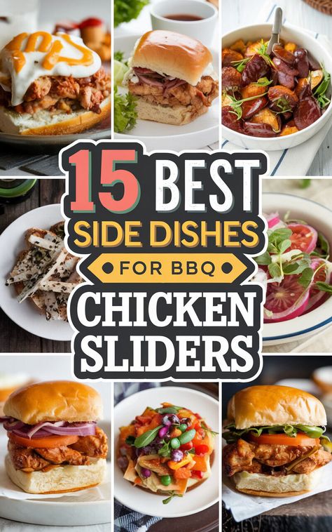 Craving BBQ Chicken Sliders? Don't Forget to Serve Them with These Delicious Side Dishes! 🥑🍉 #BBQChickenCravings #SidesForDays Bbq Sandwich Side Dishes, Bbq Sliders Side Dishes, Side Dishes For Sliders Dinners, Bbq Sandwich Sides, Side Dish For Sliders, Bbq Chicken Sandwich Sides, Side Dishes For Chicken Sandwiches, Bbq Chicken Side Dishes Ideas, Pulled Chicken Side Dishes