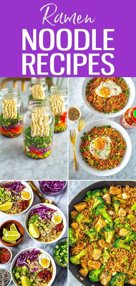 Upgrade packaged ramen noodles with these quick and easy recipes! Make delicious soups, stir fries and even salads. #ramen #ramennoodles Ramen Seasoning Recipe, Crabby Snacks, Best Ramen Noodles, Vegetable Ramen, Healthy Ramen, Ramen Recipes Easy, Delicious Ramen, Curry Ramen, Ramen Noodle Salad