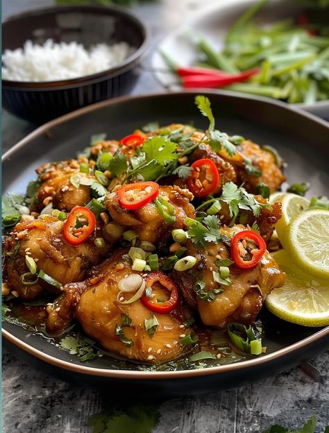 Lemongrass Ginger Chicken, Chicken Recipes Gourmet, Low Purine Recipes, Vietnamese Lemongrass Chicken, Lemongrass Chicken Recipe, Lemongrass Recipes, Lemongrass Chicken, Soy Sauce Chicken, Marinated Chicken Thighs