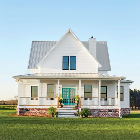 The Best Advice for Building a Timeless Home In Your Budget, According to a Southern Living Custom Builder Simple New Build Home, Easy To Build Farmhouse Plans, Southern Living Farmhouse Plans, Southern Home House Plans, Farmhouse Exterior Plans, Timeless House Design Exterior, Timeless House Plans, Southern Homes With Porches, House Plans With Character