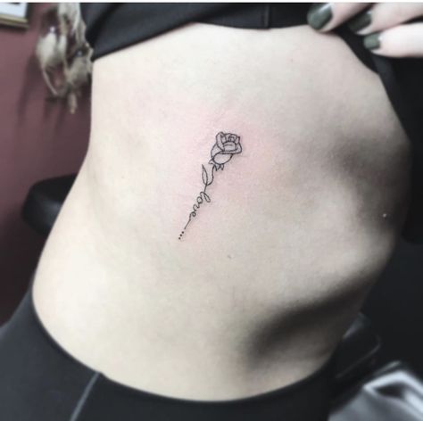 Rose Tattoo With Writing, Rose Tattoo With Meaning, Rose Tattoo With Stem Writing, Rose Writing Tattoo, Rose Quote Tattoo, Rose With Name On Stem Tattoo, Rose Into Word Tattoo, Rose Tattoo With Words As Stem, Rose With Word Stem Tattoo