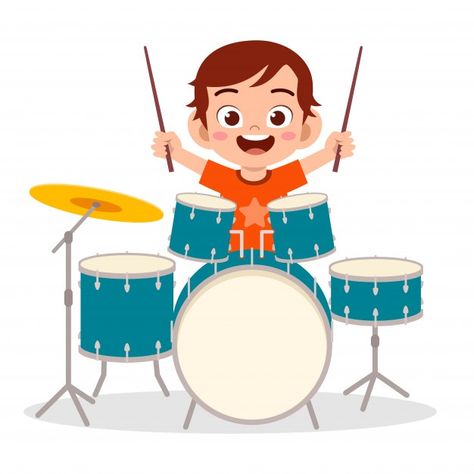 Happy cute little kid boy playing drum | Premium Vector #Freepik #vector #music #character #cartoon #kid Drums Cartoon, Music Character, Kids Drum Set, Music Birthday Party, Music Clipart, Music Crafts, Kid Boy, Super Mario Art, Character Cartoon