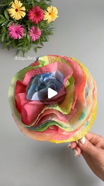 Easy_Crafts on Instagram: "Easy Crafts Ideas #craft #crafts #diy" Diy Flower Easy Paper, Flower Kids Crafts, Kids Flower Craft, Mini Crafts Diy How To Make, Flowers Kids Craft, Project Ideas For School Creativity, Mini Crafts Diy, Flowers Crafts For Kids, Holiday Handprint Art