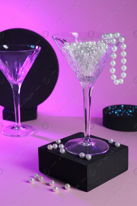 Beautiful composition with martini glasses and pearls on pink background Martini Glass Art, Beautiful Composition, Martini Glasses, Martini Glass, Pink Background, Martini, Glass Art, Composition, Heels