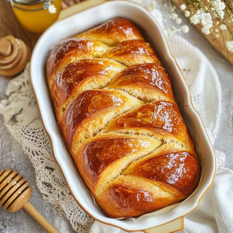 Flaky Honey Brioche Bread is a soft, slightly sweet bread with a golden crust and a tender, buttery interior. This enriched dough is made with honey, butter, and eggs, giving ... Read more Bread With Honey Recipes, Bread Machine Honey Bread, Homemade Honey Bread Recipes, Honey Bread Machine Recipes, Enriched Dough Recipes, High Altitude Bread Recipe, Bread And Honey, Honey Bread Recipe, Honey Buttermilk Bread