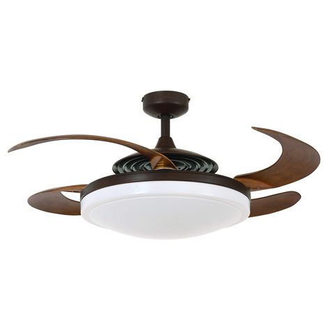 Fanaway 21093301 Evo2 Retractable 4 Blade Indoor Ceiling Fan with Dimmable LED Light Kit and Remote Control, 48 Inch, Oil Rubbed Bronze with Dark Koa -- Continue to the product at the image link. (This is an affiliate link) #ceilingfansandaccessories Oil Rubbed Bronze Lighting, Centrifugal Force, 52 Inch Ceiling Fan, Contemporary Ceiling Fans, Beacon Lighting, House Fan, Energy Efficient Design, Dimmable Led Lights, Fan With Light