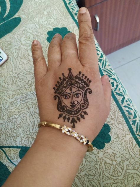 Durga Maa Mehendi Design, Goddess Durga, Mehndi Simple, Bead Embroidery Tutorial, Latest Mehndi, Mehandi Design, Embroidery Tutorial, Mehndi Designs For Beginners, Mehndi Designs For Fingers