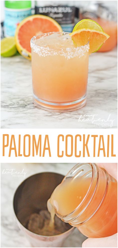 paloma cocktail recipe Gin Paloma, Paloma Mocktail Recipe, Paloma Cocktail Tequila, Paloma Drink, Paloma Cocktail, Tequila Drinks, Liquor Drinks, Easy Drink Recipes, Grapefruit Juice