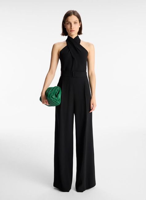 Murphy Wide-Leg Jumpsuit Tailored Jumpsuit, Clean Origin, Long Jumpsuits, Vogue Fashion, Wide Legs, Crepe Fabric, Halter Neckline, Wide Leg Jumpsuit, Event Dresses