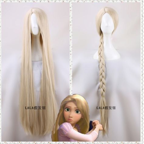 Hair Side Parting, Long Blonde Straight Hair, Rapunzel Halloween Costume, Tangled Cosplay, Tangled Costume, Rapunzel Wig, Blonde Straight Hair, Rapunzel Cosplay, Catsuit Costume