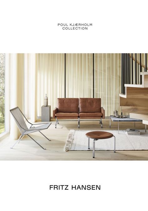 Conoce la exclusiva colección de Poul Kjærholm por Fritz Hansen. Poul Kjaerholm, Minimalist Furniture, Fritz Hansen, Barcelona Chair, Cabinet Makers, Stainless Steel Frame, Museum Of Modern Art, 3 Seater Sofa, Danish Design