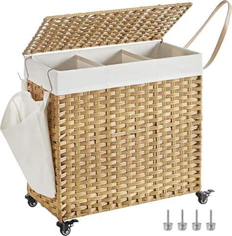 Laundry Hamper With Wheels, Rolling Laundry Basket, Laundry Basket With Lid, Laundry Hamper With Lid, Collapsible Laundry Basket, Laundry Sorter, Natural Laundry, Delicate Clothes, Washing Basket