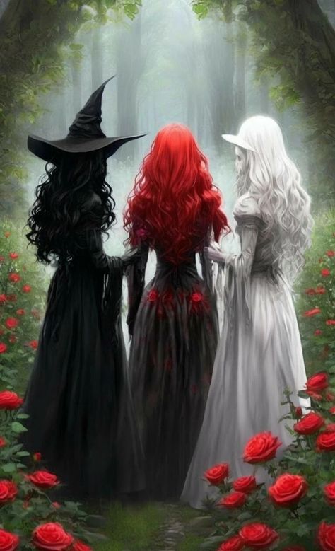 Beautiful Witch Art, Witchy Pictures, 3 Witches, Red Witch, Witch Pictures, Fantasy Witch, Beautiful Witch, Fantasy Wall Art, Wiccan Spell Book