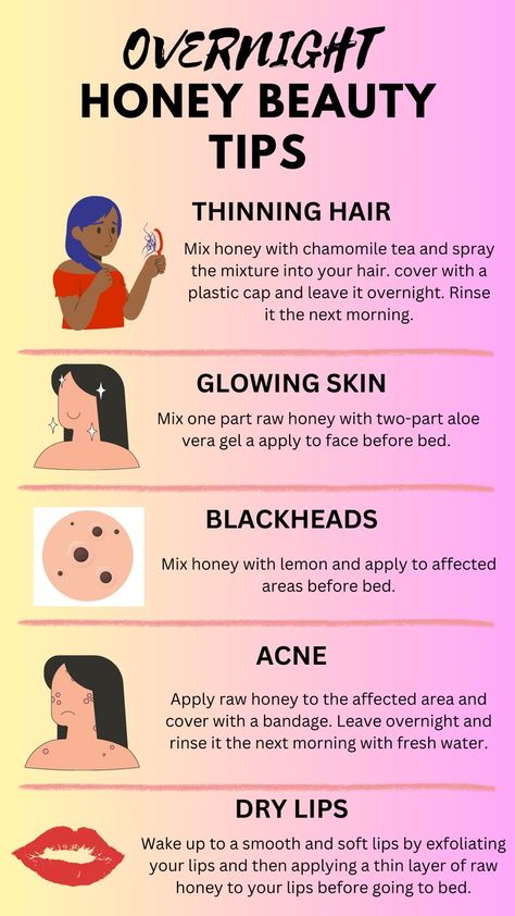 Transform your skincare routine with these overnight honey beauty tips! 🍯✨ Wake up to a radiant glow that lasts all day. #OvernightBeauty #HoneySkincare #GlowingSkin" Glowing Skin Overnight, Honey Skin Care, Overnight Skin Care, Honey Beauty, Morning Routine School, Beauty Routine Checklist, Face Skin Care Routine, Pampering Routine, Overnight Beauty