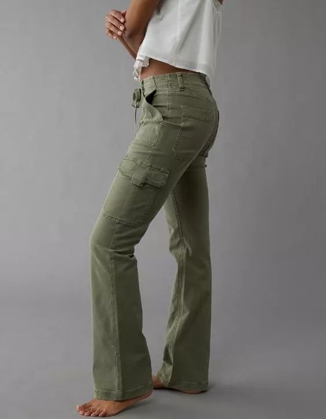 AE Stretch Classic Bootcut Cargo Pant Bootcut Cargo Pants Outfit, Stylish Cargo Pants Women, Olive Green Cargo Outfits Women, Women’s Cargo Pants, Fall Fitted Cargo Pants With Pockets, Non-stretch Khaki Cargo Pants For Work, Fall Military Style Cargo Jeans For Outdoor, Womens Punk Fashion, Boot Cut Pants Outfit