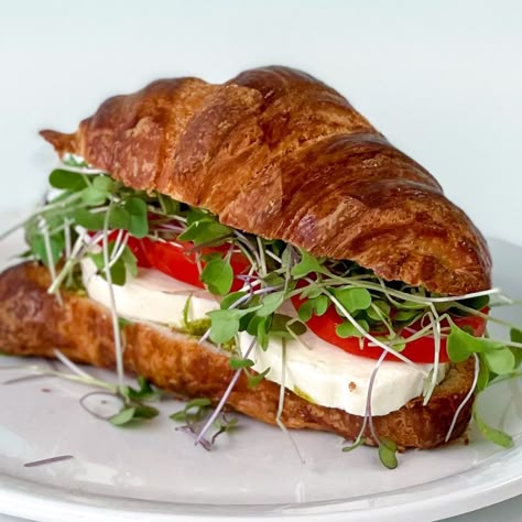 Veggie Croissant Sandwich, Healthy Croissant Sandwich, Vegetarian Croissant Sandwich, Smashed Sandwich, Croissant Sandwich Party, Savoury Croissant, Crossaint Sandwich, Mozzarella Tomato, Primal Diet