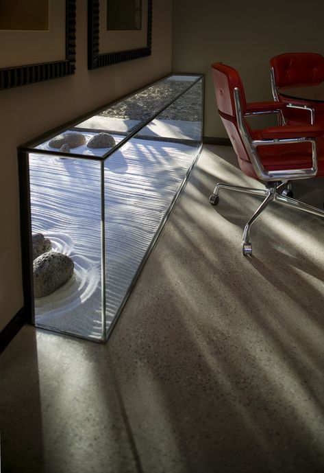 Studio Interior Design, Earth Design, Glass Box, Studio Interior, Window Installation, Scottsdale Az, Zen Garden, Design Case, A Chair