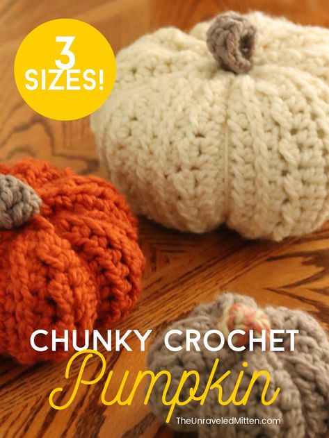 Chunky Crochet Pumpkin Pattern - 3 sizes! Bulky Crochet Pumpkin Free Pattern, Easy Crocheted Pumpkins Free Pattern, Crochet Pumpkin Bulky Yarn, Crochet Pumpkin Chunky Yarn, Crochet Large Pumpkins Free Pattern Easy, Crochet Pumpkin Free Pattern Chunky Yarn, Free Crochet Pumpkin Pattern Easy, Crocheted Pumpkin Patterns, Large Crochet Pumpkin Free Pattern