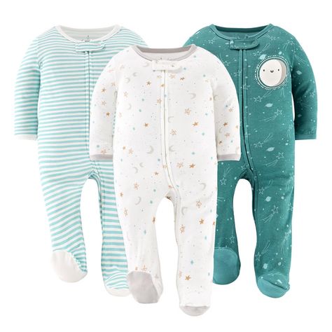 New! Neutral Celestial 3 Pack Footed 100% Cotton Baby Sleepers - 0-3 Months - Unisex was just added to eBay. Check it out! #eBay #eBaySeller Celestial Elements, Baby Sleepers, One Piece Clothing, Cotton Sleepwear, Baby Protection, One Piece Pajamas, Gender Neutral Baby Clothes, Baby Bedding, Baby Warmer