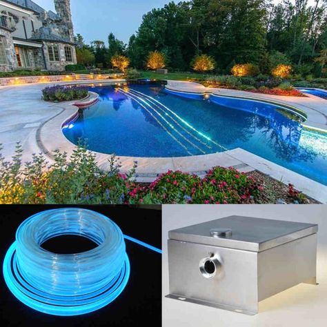 Best Fiber LED Swimming Pool Perimeter Lighting Kit - SanliLED.cn Swimming Pool Lighting, Inground Pool Lights, Pool Lighting, Led Pool, Perimeter Lighting, Safe Pool, Pool Diy, Optic Fiber, Swimming Pool Lights